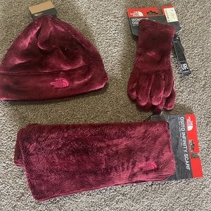 NorthFace beanie, gloves, scarf bundle